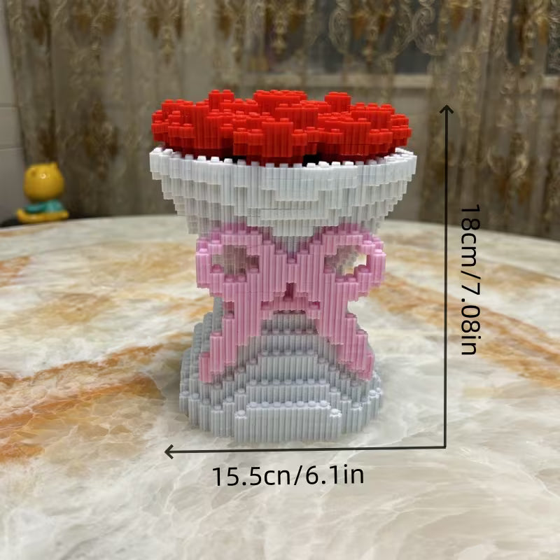 1800+pcs Rose Flower Building Blocks Set