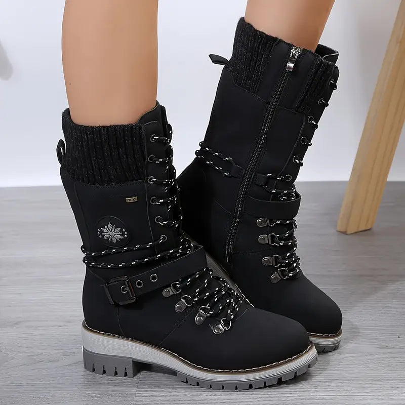 Women'S All-Season Lace-Up Mid-Calf Boots