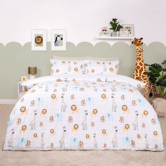 Safari Jungle Print Duvet Cover Set - Natural