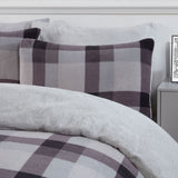 Check Teddy Fleece Duvet Cover Set - Grey