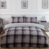 Check Teddy Fleece Duvet Cover Set - Grey