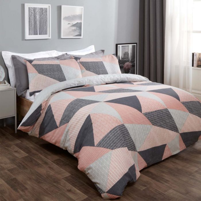 Textured Geo Duvet Set - BLUSH