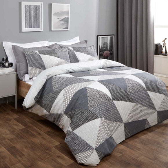 Textured Geo Duvet Set - GREY