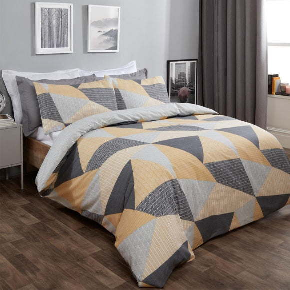 Textured Geo Duvet Set - OCHRE