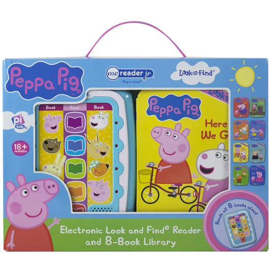 Peppa Electronic Me Reader Jr and 8 Look and Find Sound Book Library