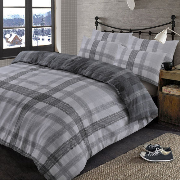 Boston Brushed Cotton Duvet Cover Set - Grey