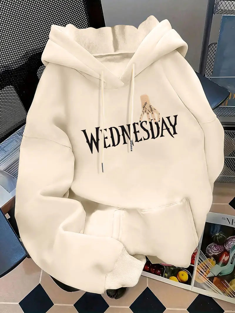 Women'S "WEDNESDAY" Graphic Print Hoodie