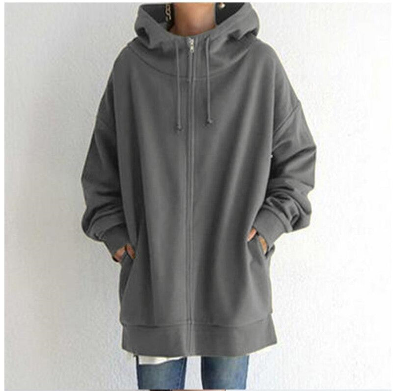Oversized Loose Hooded Coat Sweatshirt