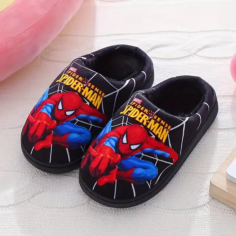 Kids' Plush Slippers with Spider-Man Print