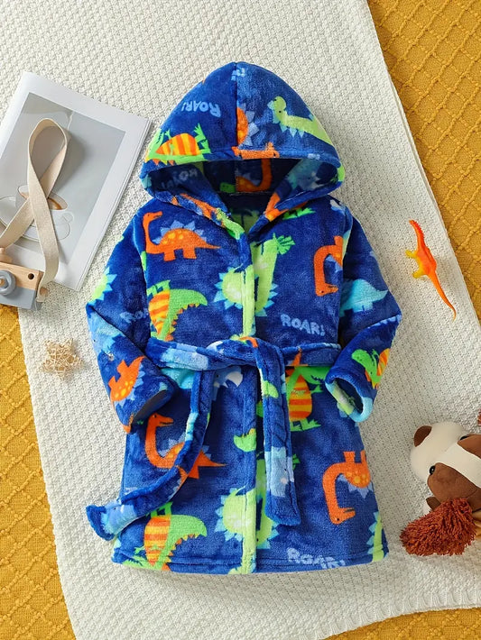 Dinosaur Hooded Bathrobe  with Belt & Hood