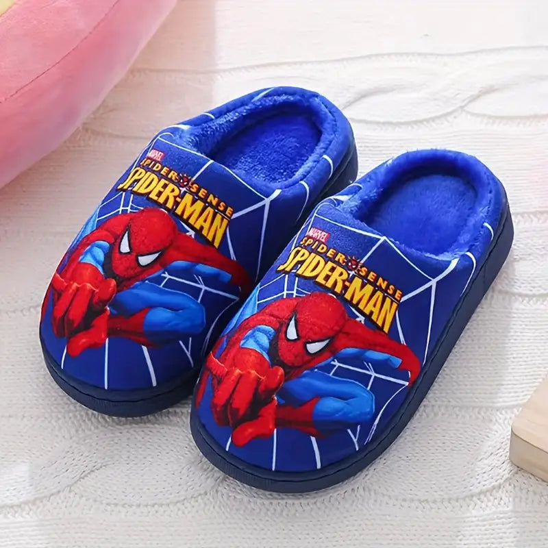 Kids' Plush Slippers with Spider-Man Print