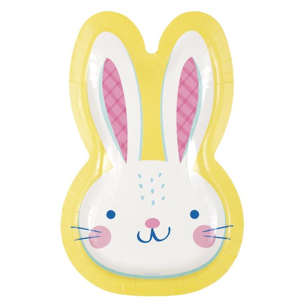 Eggcellent Easter Bunny Shaped Plate (Pack of 8)