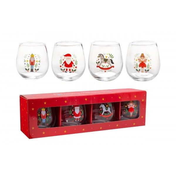 Pack of 4 Santa & The Nutcracker Drinking Glasses