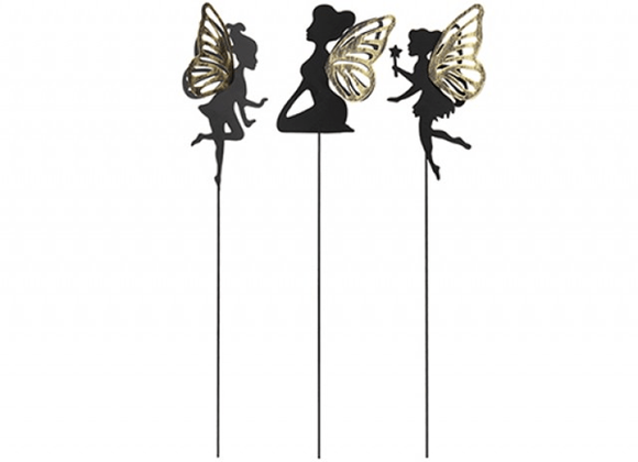 2x Metal Fairy Silhouette Black