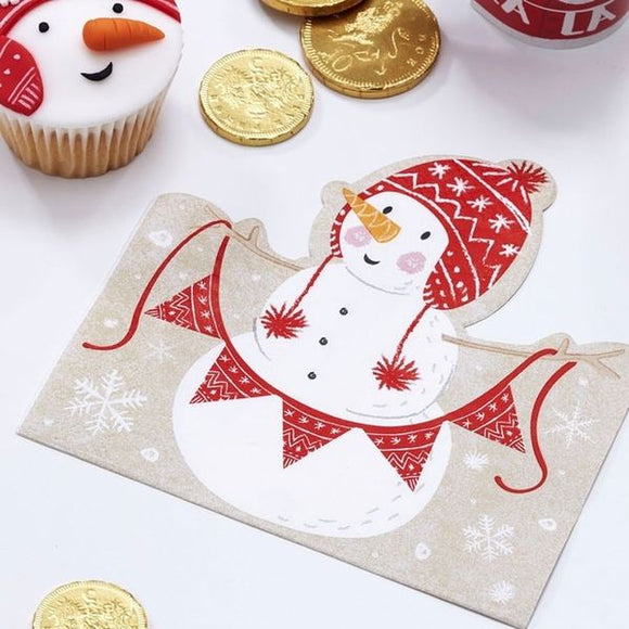 Snowman Shaped Christmas Napkins 20Pk