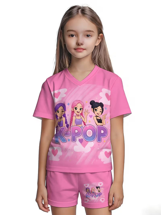 "K-POP" Dazzling Print Comfortable Two-Piece Set