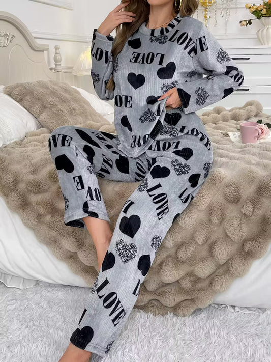 Thickened Warm Printed Women'S Pajamas