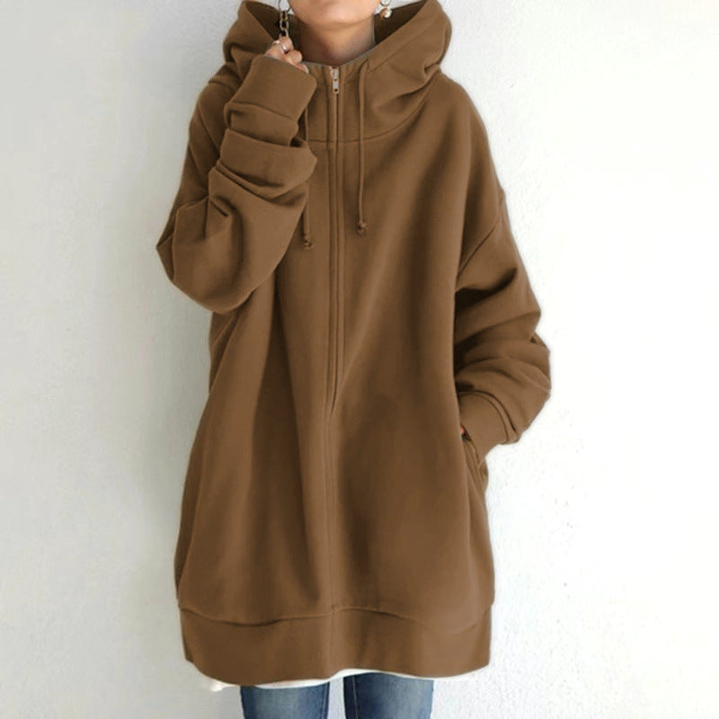 Oversized Loose Hooded Coat Sweatshirt