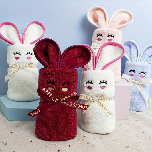 4pcs Cute Rabbit Face Wash Towel Gift Set