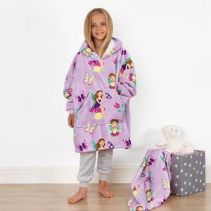 Fairy Print Hoodie Blanket, Kids - Lilac