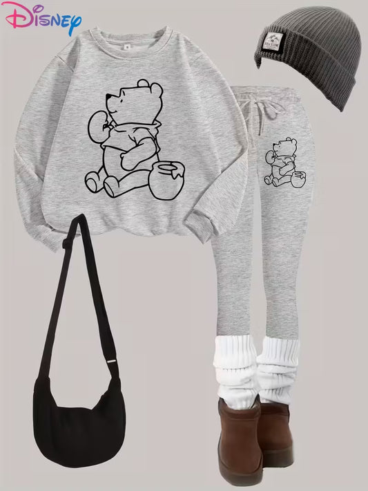 Women'S Two-Piece Casual Winnie The Pooh Pants and Sweatshirt Set