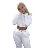 2 Pcs Cropped Hoodie and Pants Set