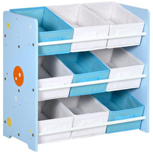 Storage Unit W/9 Removable Storage Baskets for Nursery Playroom - Blue