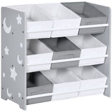 Storage Unit W/9 Removable Storage Baskets for Nursery Playroom - Grey