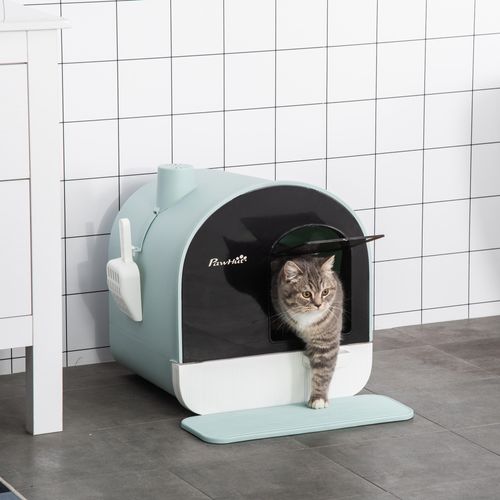Hooded Cat Litter Tray Kitten Toilet W/ Scoop Filter Flap Door