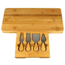 Load image into Gallery viewer, Bamboo Cheese Board Serving Platter With Knife Set
