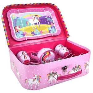 Unicorn 18 Pcs Metal Tea Set & Carry Case Toy for Kids Children Role Play