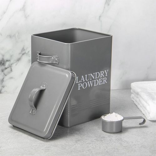 Laundry Powder Storage Tin with Scoop - Grey