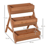 3 Tier Raised Garden Bed Wooden Elevated Planter Box Kit, Brown