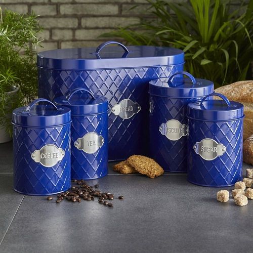 5 Piece Kitchen Canister Set - Hexagonal Navy