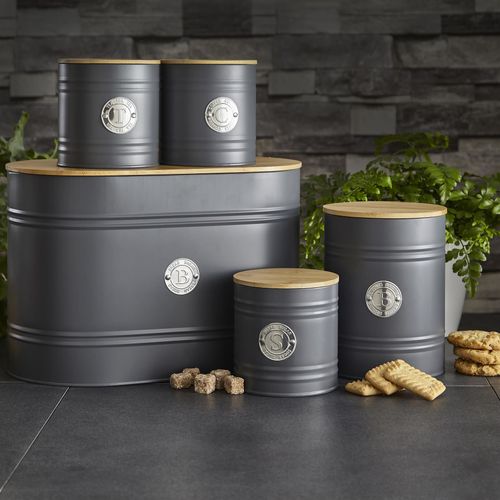 5 Piece Kitchen Canister Set - Scandi Grey