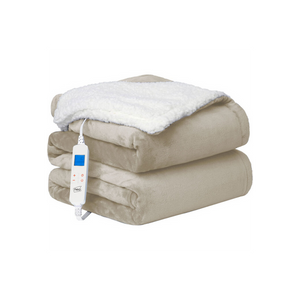 Beige Electric Heated Throw Over Blanket