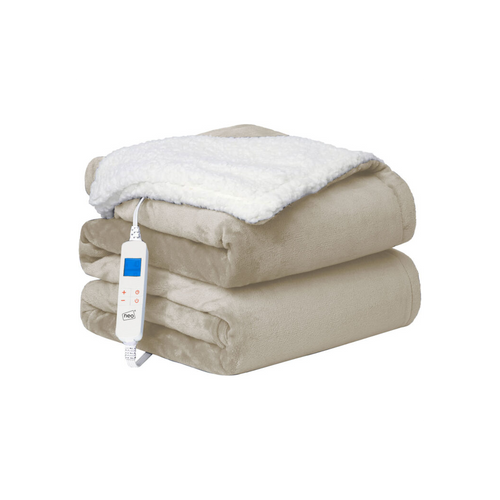 Beige Electric Heated Throw Over Blanket