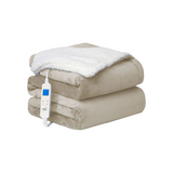 Beige Electric Heated Throw Over Blanket