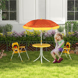 Kids Bistro Table and Chair Set with Lion Theme, Adjustable Parasol