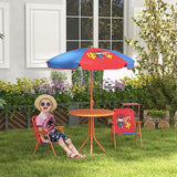 Kids Bistro Table and Chair Set with Cowboy Theme, Adjustable Parasol