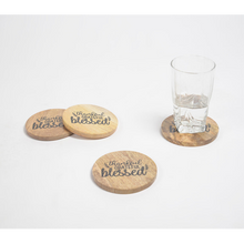 Load image into Gallery viewer, Thankful Grateful Blessed Mango Wood Coasters (set of 4)