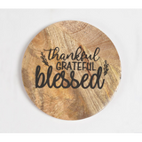 Thankful Grateful Blessed Mango Wood Coasters (set of 4)