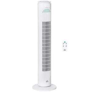 Tower Fan, 3 Speed 3 Mode, Timer, Oscillation Remote White Fan