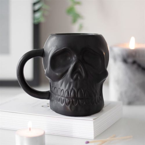 Matte Black Skull Mug