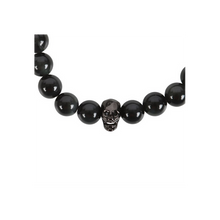 Load image into Gallery viewer, Black Obsidian Skull Bracelet