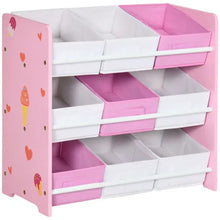 Load image into Gallery viewer, Kids Storage Unit with 9 Removable Storage Baskets for Nursery Playroom, Pink