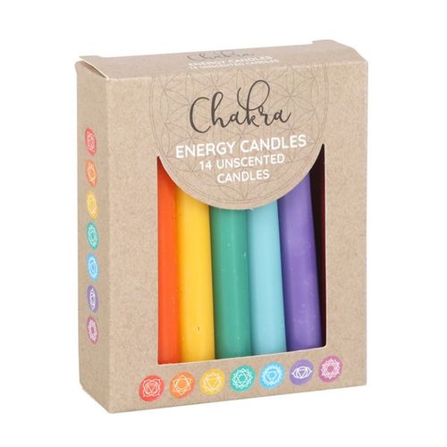 Pack of 14 Unscented Chakra Energy Candles 