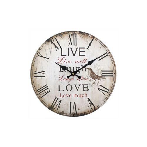 Rustic Effect Live Well, Laugh Often, Love Much Wall Clock