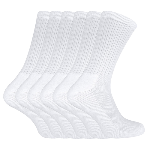 6 Pairs Bamboo Sport Socks (6-11 UK / White)