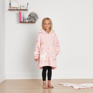 Unicorn Print Hoodie Blanket, Blush - Kids